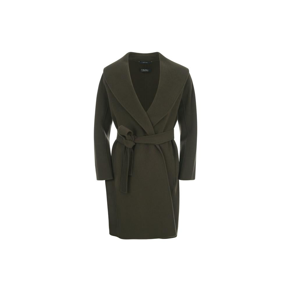 Max Mara Dark Khaki Green Belted Wool Coat 2629016061 084