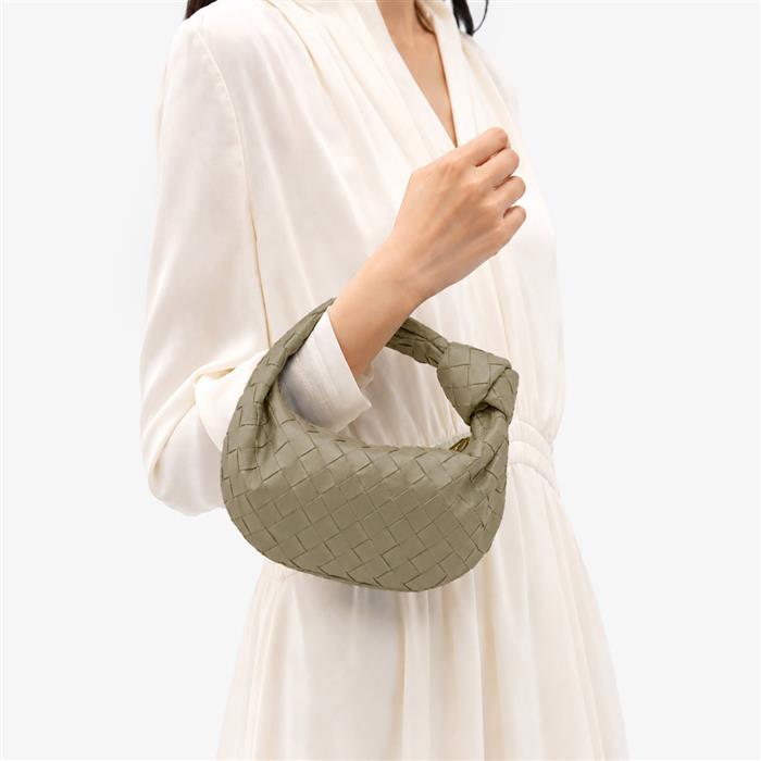 Bottega Veneta Mini Jodie Leather Hobo Tote Bag Brown