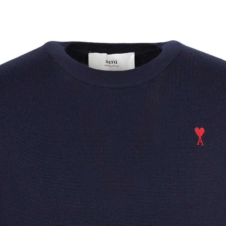 AMI Men’s Round Neck Knit Sweater HKS826 001 414