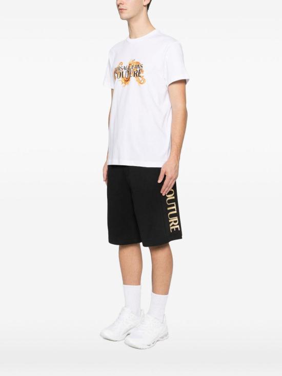 Versace Short Sleeve T-Shirt for Men 80GAHE02 CJ00E G03 WHITE GOLD DOM