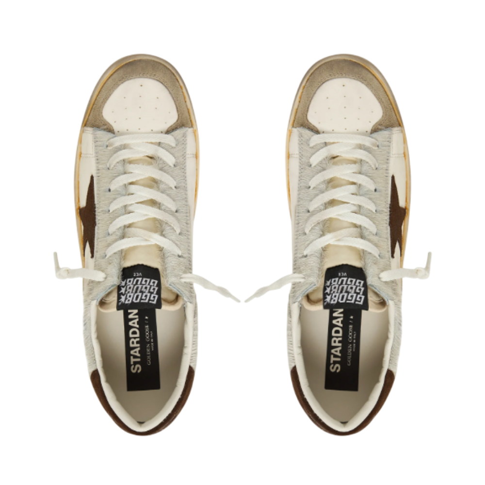 GOLDEN GOOSE White Brown Star Detail Low Top Sneakers Men