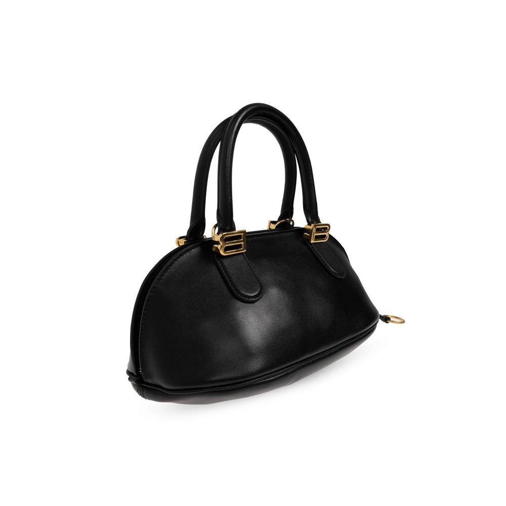 BALENCIAGA Bolero Bowling Tote Bag Black Leather