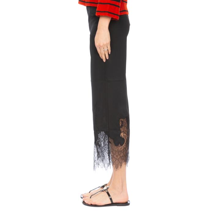Alexander Mcqueen Black Lace Silk Classic Pants Women