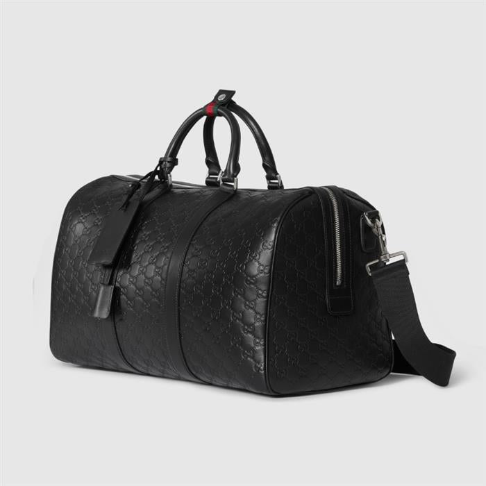 GUCCI GG Emblem Medium Duffel Bag Crossbody Black