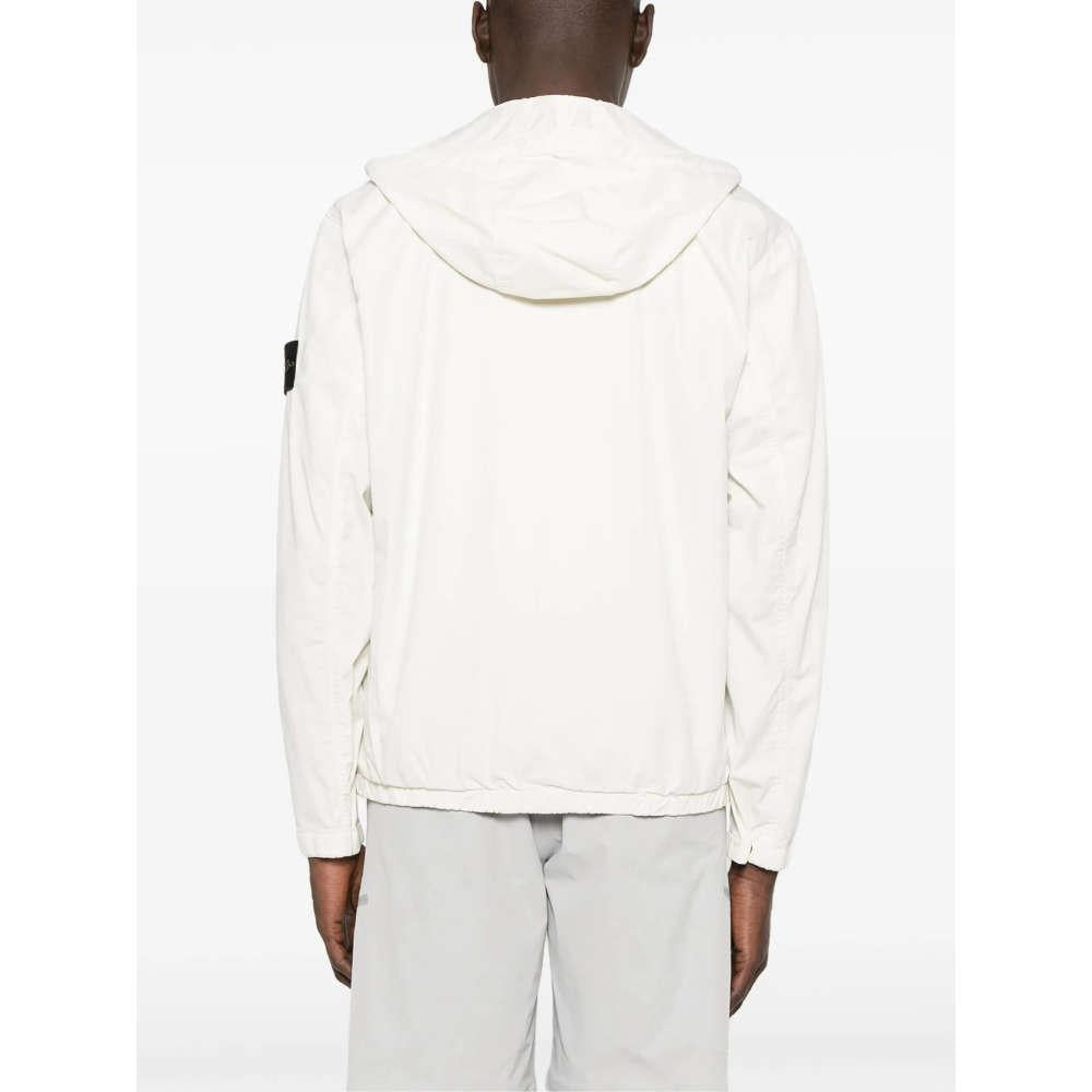 STONE ISLAND White Jacket with Compass Patch Logo S154100091 S0010 V0093