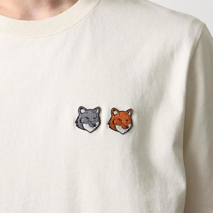 Maison Kitsune Double Fox Head Short Sleeve T-Shirt Latte