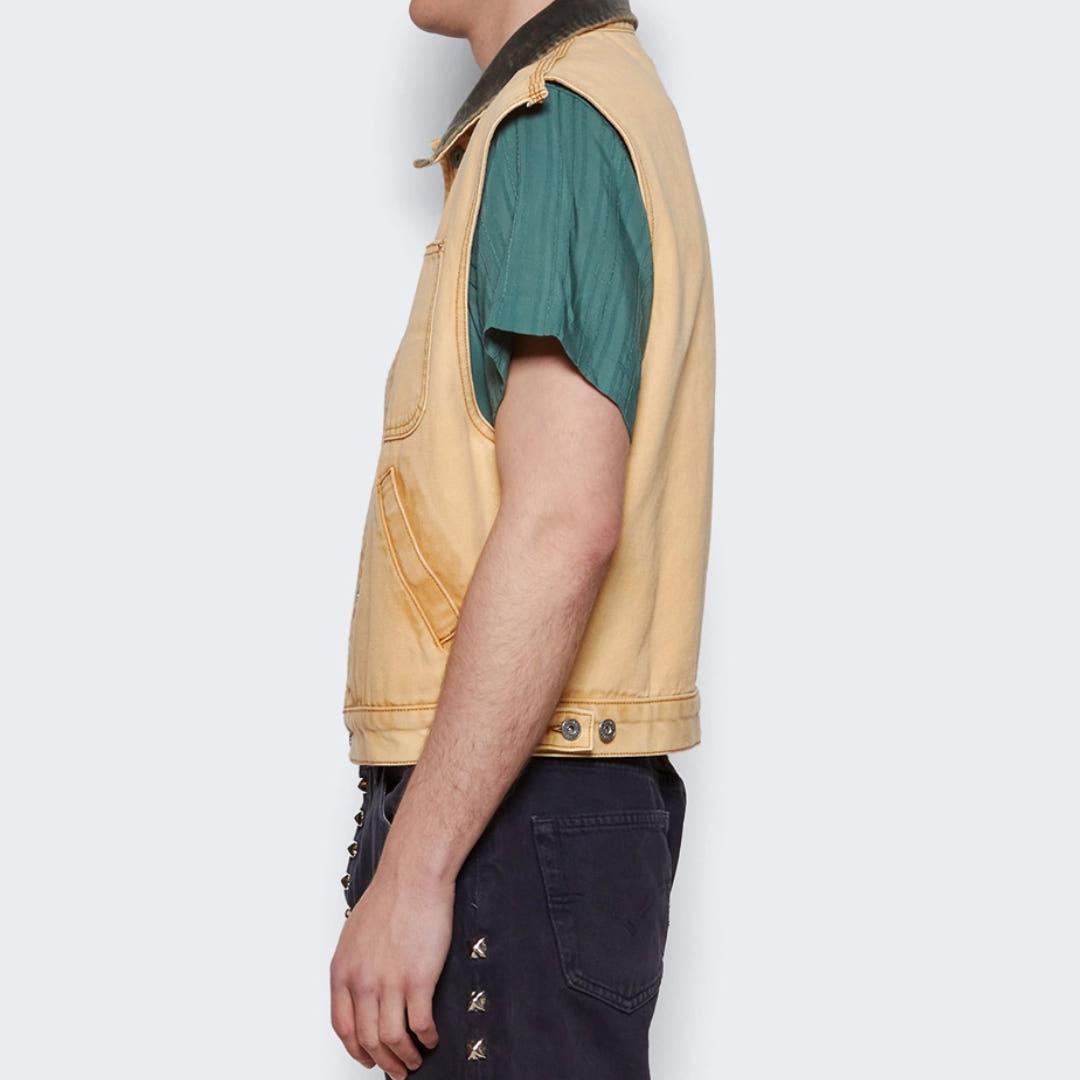 GALLERY DEPT. Logan Button Denim Vest Men Beige LGV 6059