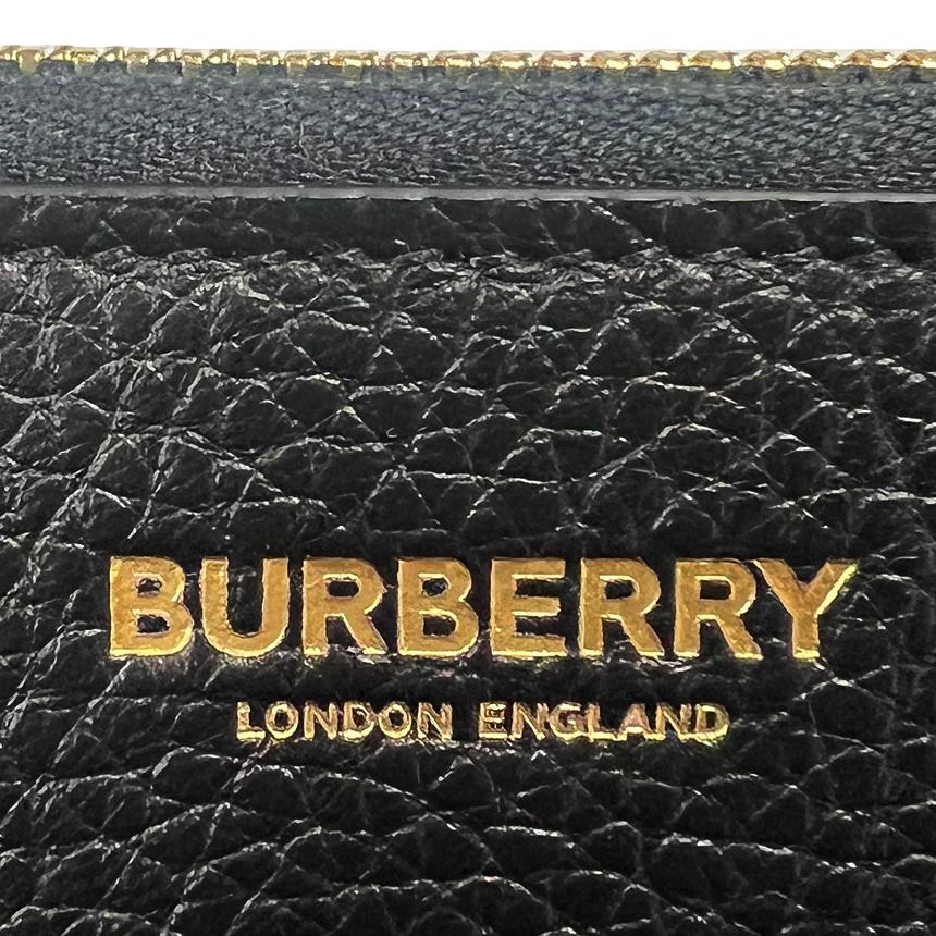 BURBERRY Zip Around Black Leather Card Holder Wallet 80840421 81072621