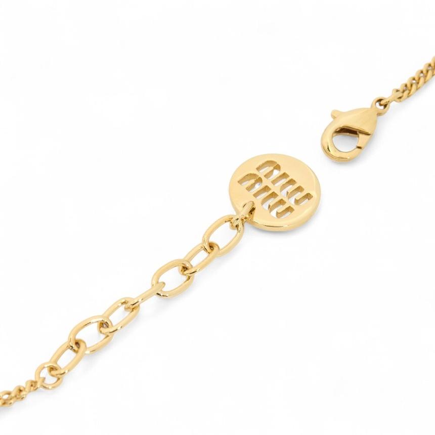 Miu Miu Silver-Tone Crystal Chain Bracelet