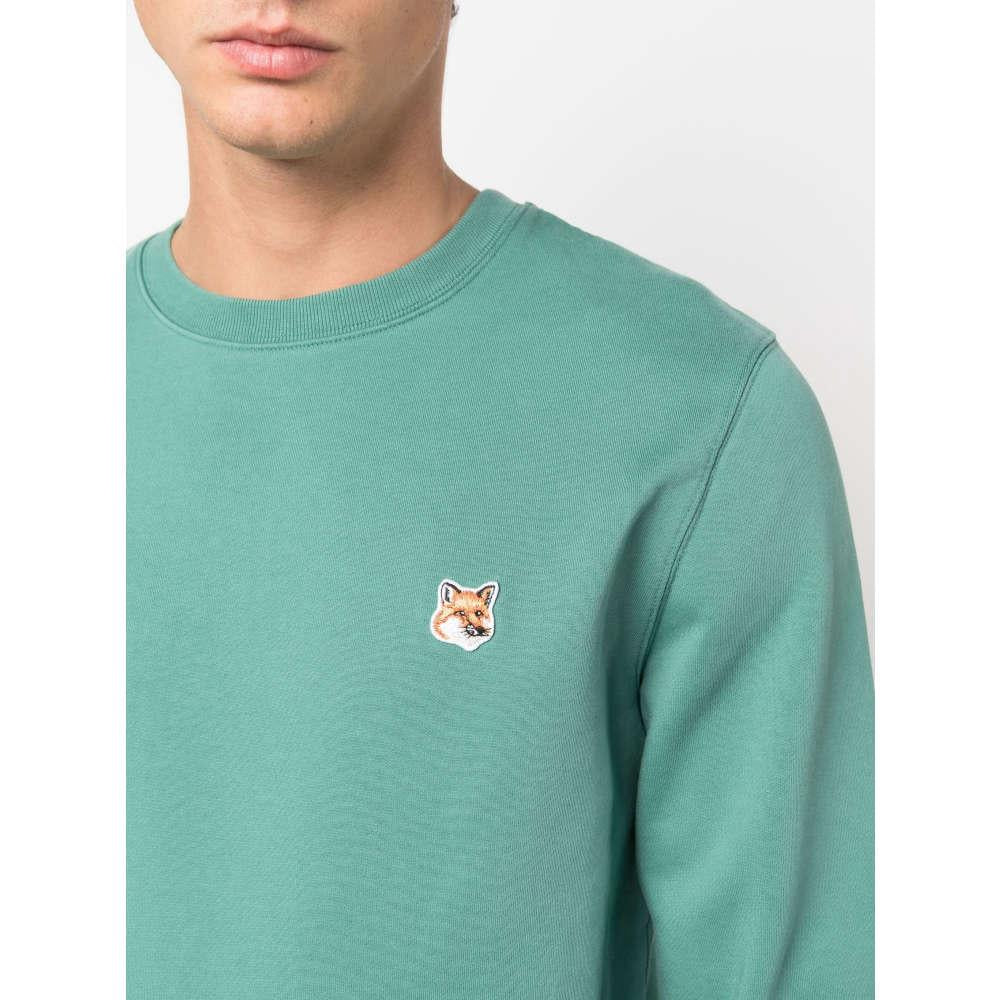 Maison Kitsune Fox Head Green Cotton Sweatshirt Unisex