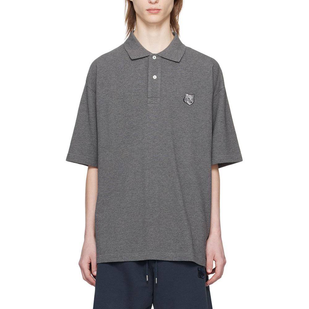 Maison Kitsune Bold Fox Head Oversized Polo T-Shirt Gray MM00202 KJ7010 H170