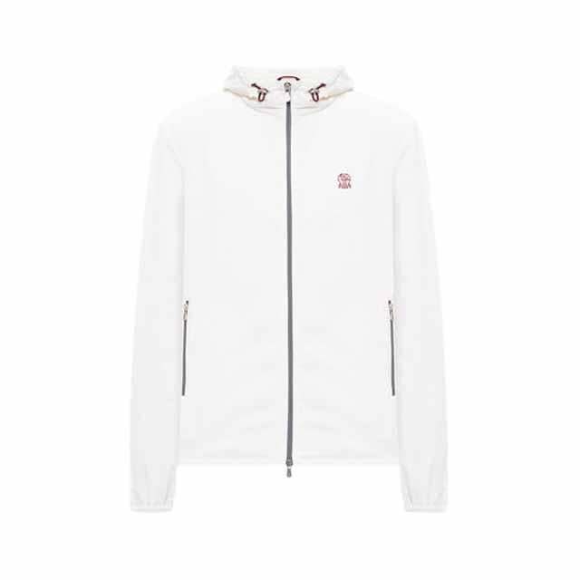 Brunello Cucinelli Bonded Technical Nylon Hooded Jacket White M MM49A7431G C1085