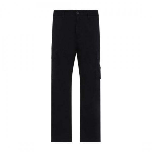 STONE ISLAND Stretch Cotton Satin Pocket Classic Pants Black