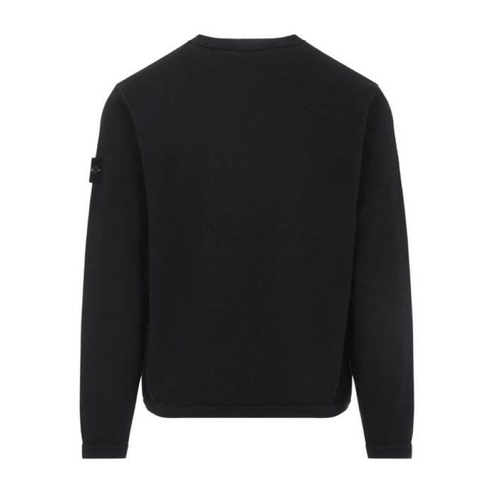 STONE ISLAND Black Cotton Logo Patch Crewneck Sweatshirt