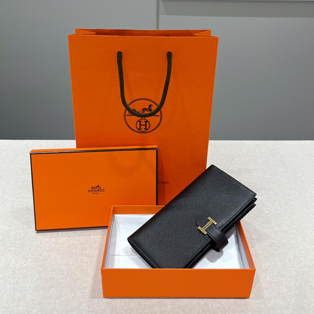HERMES Béarn Long Wallet Epsom Vibrant Brown Gold Hardware