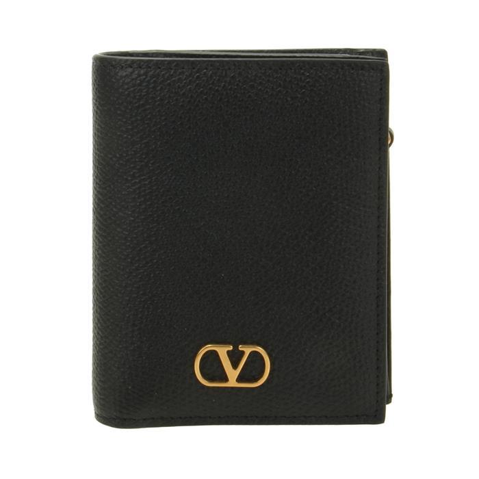VALENTINO V-Logo Signature Black Leather Small Bifold Wallet
