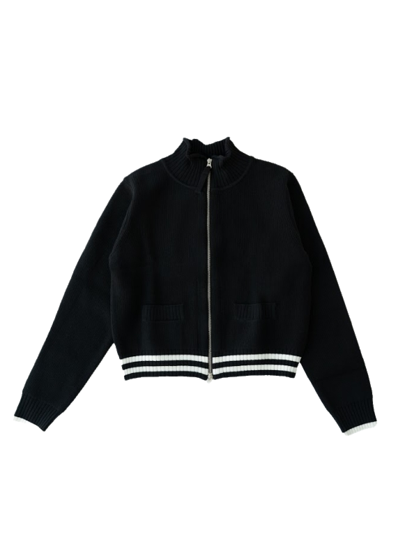 Matin Kim Spell Point Stripe Cardigan Black MK2500CD016V