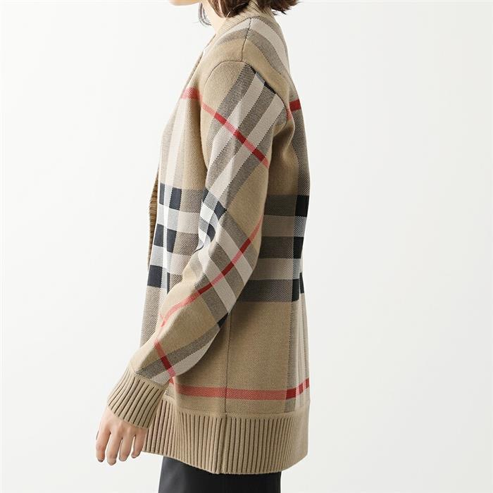 BURBERRY Check Technical Wool Jacquard Cardigan