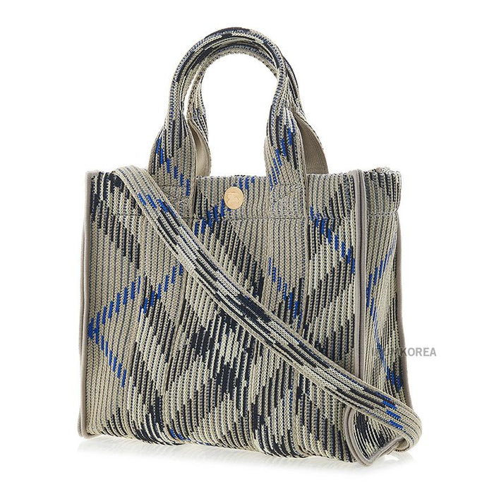 BURBERRY Mini Check Knit Tote Bag for Women