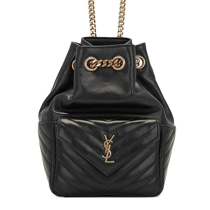Saint Laurent Black Matelassé Chain Shoulder Bag Gold-Tone Hardware