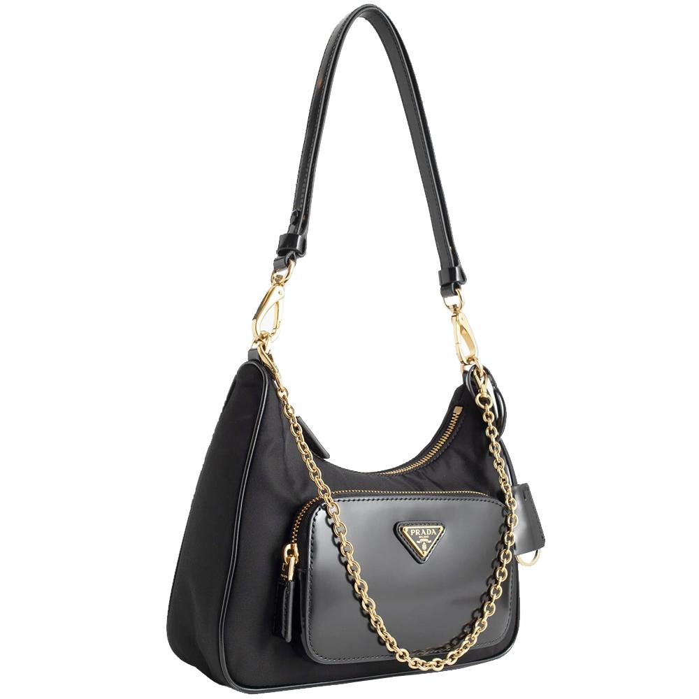 PRADA Re-Nylon Mini Shoulder Bag with Logo Black