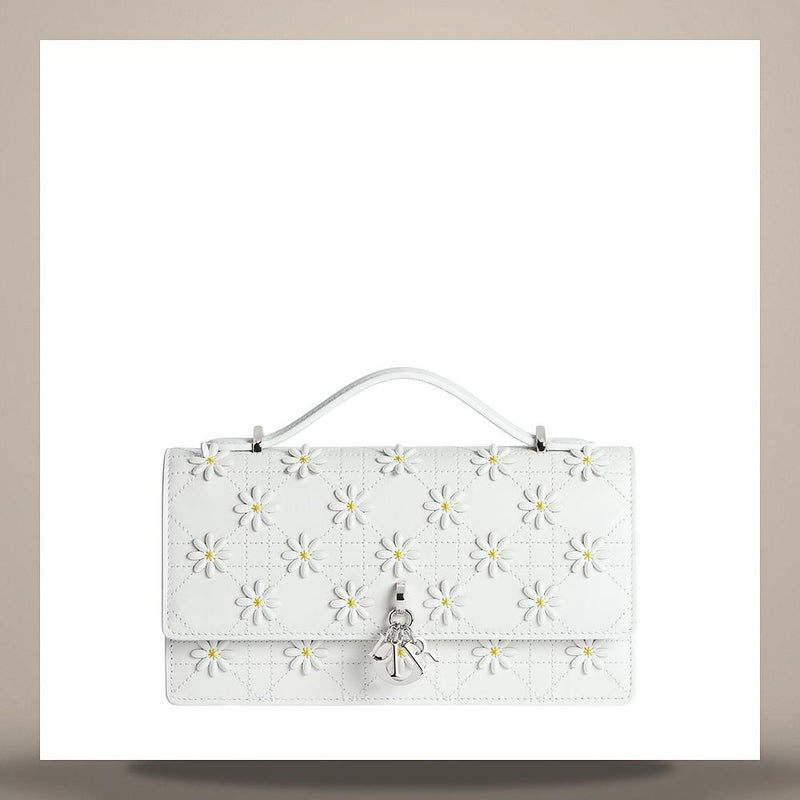 DIOR My Dior Mini Crossbody Bag White Daisy Embroidery Cannage La S0986PUKK M010