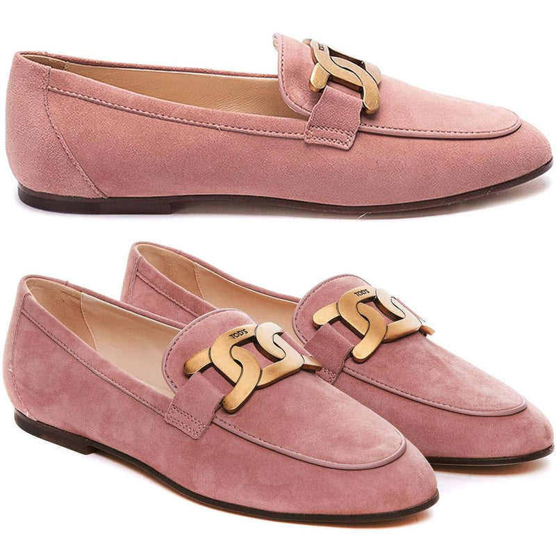 Tods Gold Chain Suede Loafers Women’s XXW79A0DD00 D8W L805