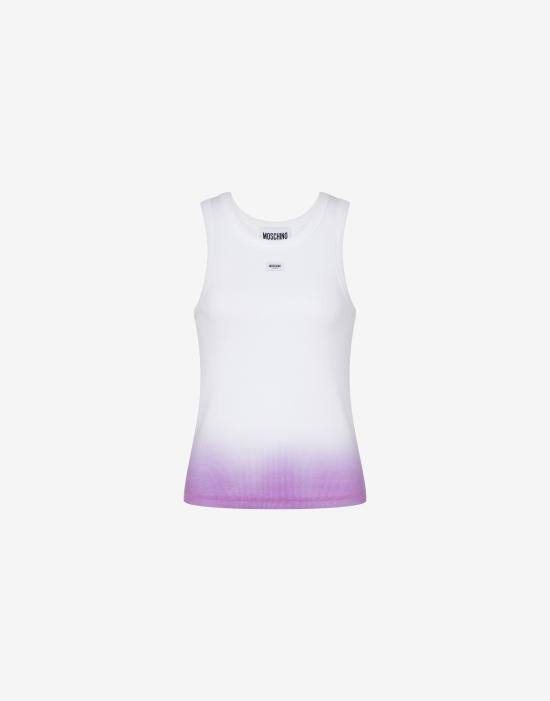 Moschino Purple Sleeveless Cotton Logo T-Shirt AEF261 K108153252 AEF1247