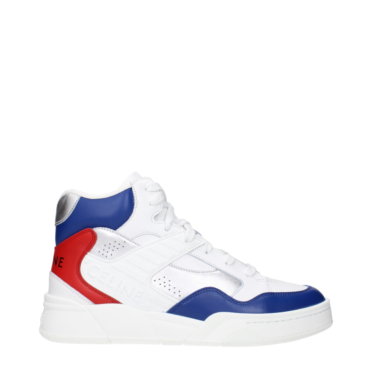 CELINE White Leather High-Top Sneakers for Men