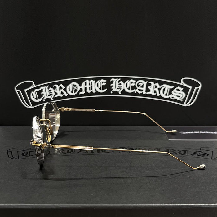 Chrome Hearts Gold Silver Vagasolace Eyeglasses Unisex