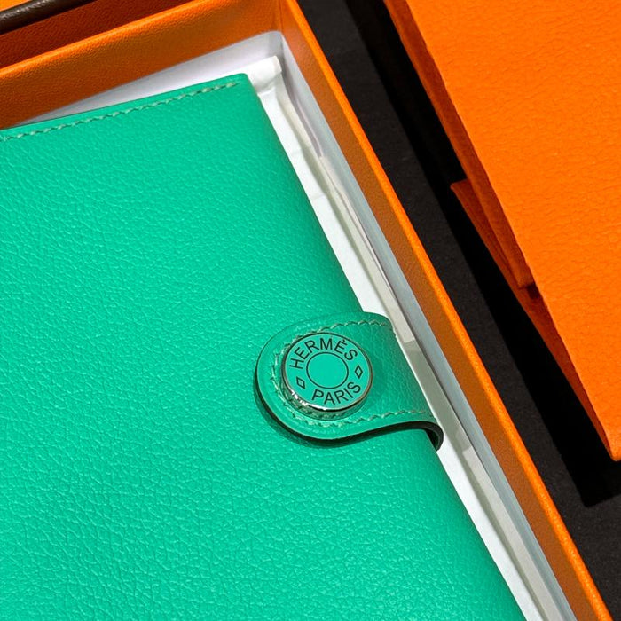 HERMES Mint Green Calfskin Passport Wallet Unisex