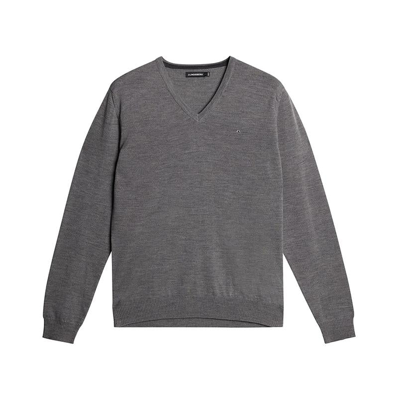 J LINDEBERG Merino V-Neck Sweater Gray Men’s Knit FMKW09642 9363