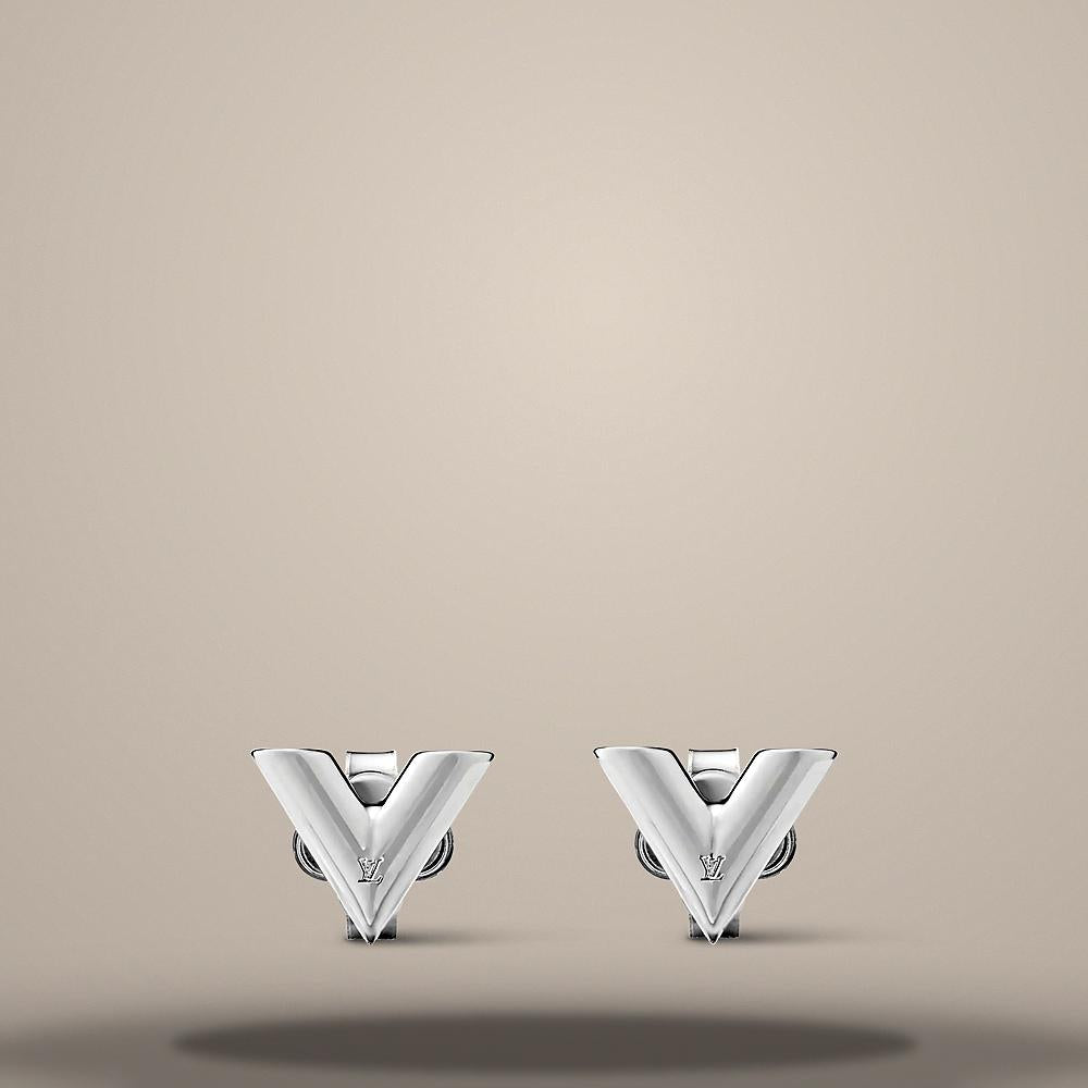 Louis Vuitton Essential V Stud Earrings 7mm Gold-Tone Z3138E