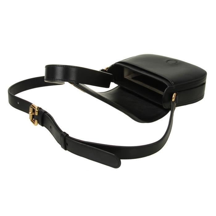 Chloe Horse Medal Leather Crossbody Bag Black