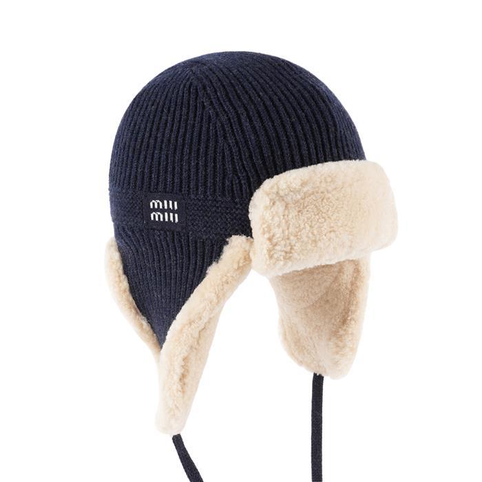 Miu Miu Wool Cashmere Shearling Trapper Hat