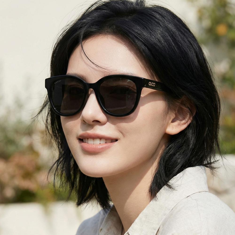 GUCCI Black Square Acetate Asian Fit Logo Sunglasses GG1797SK 001