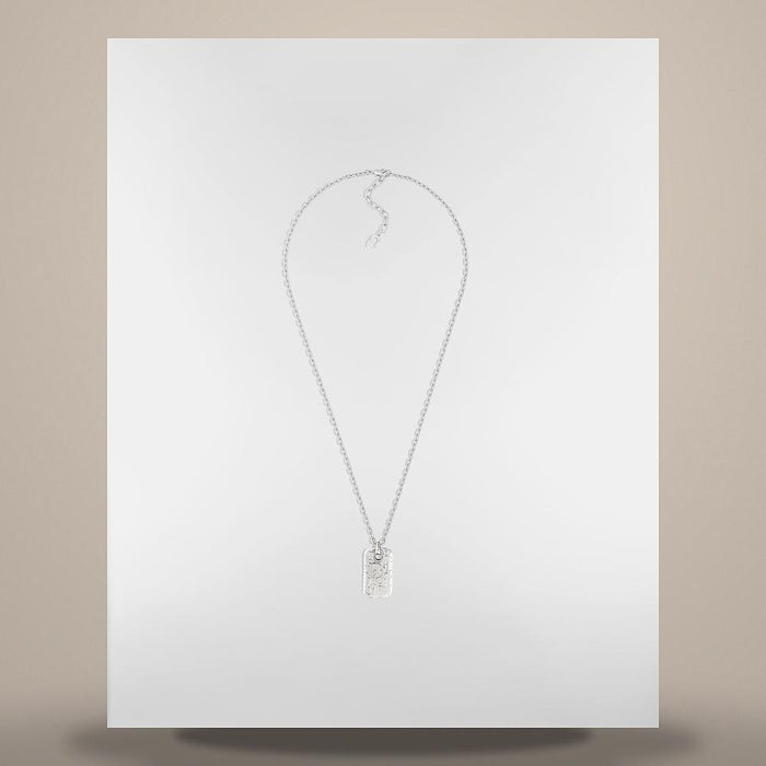 DIOR Oblique Plate Pendant Necklace Silver-Finish Brass