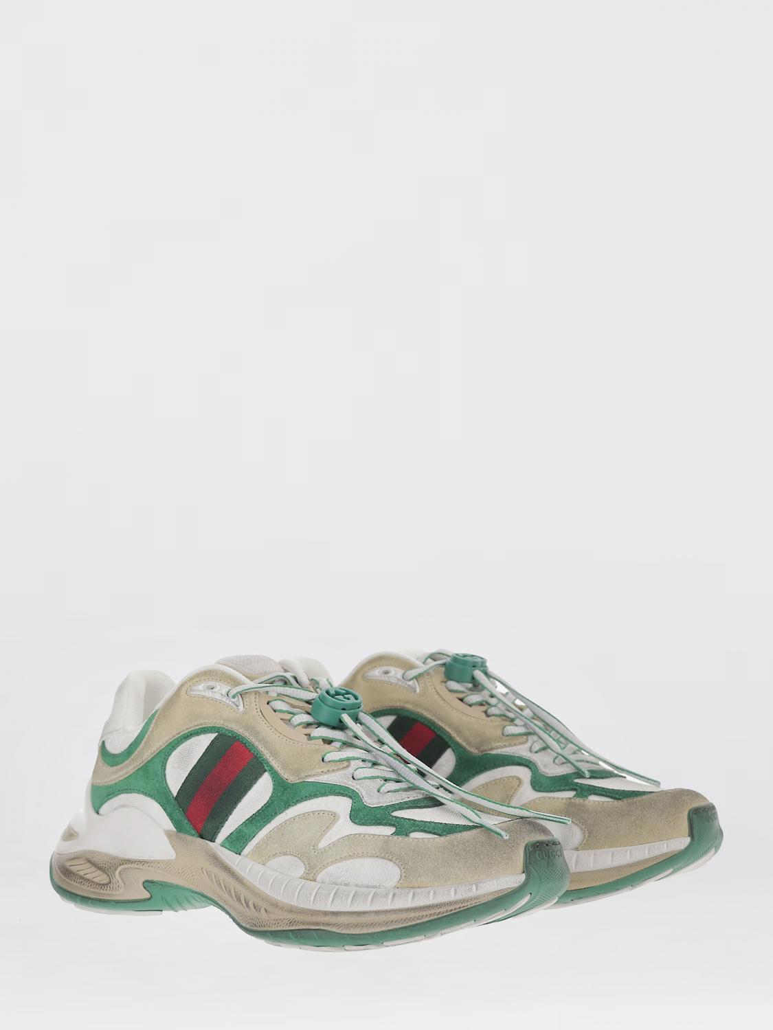 GUCCI White Leather Low-Top Sneakers