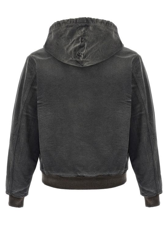 AURALEE Faded Black Cotton Hooded Sweatshirt for Women
