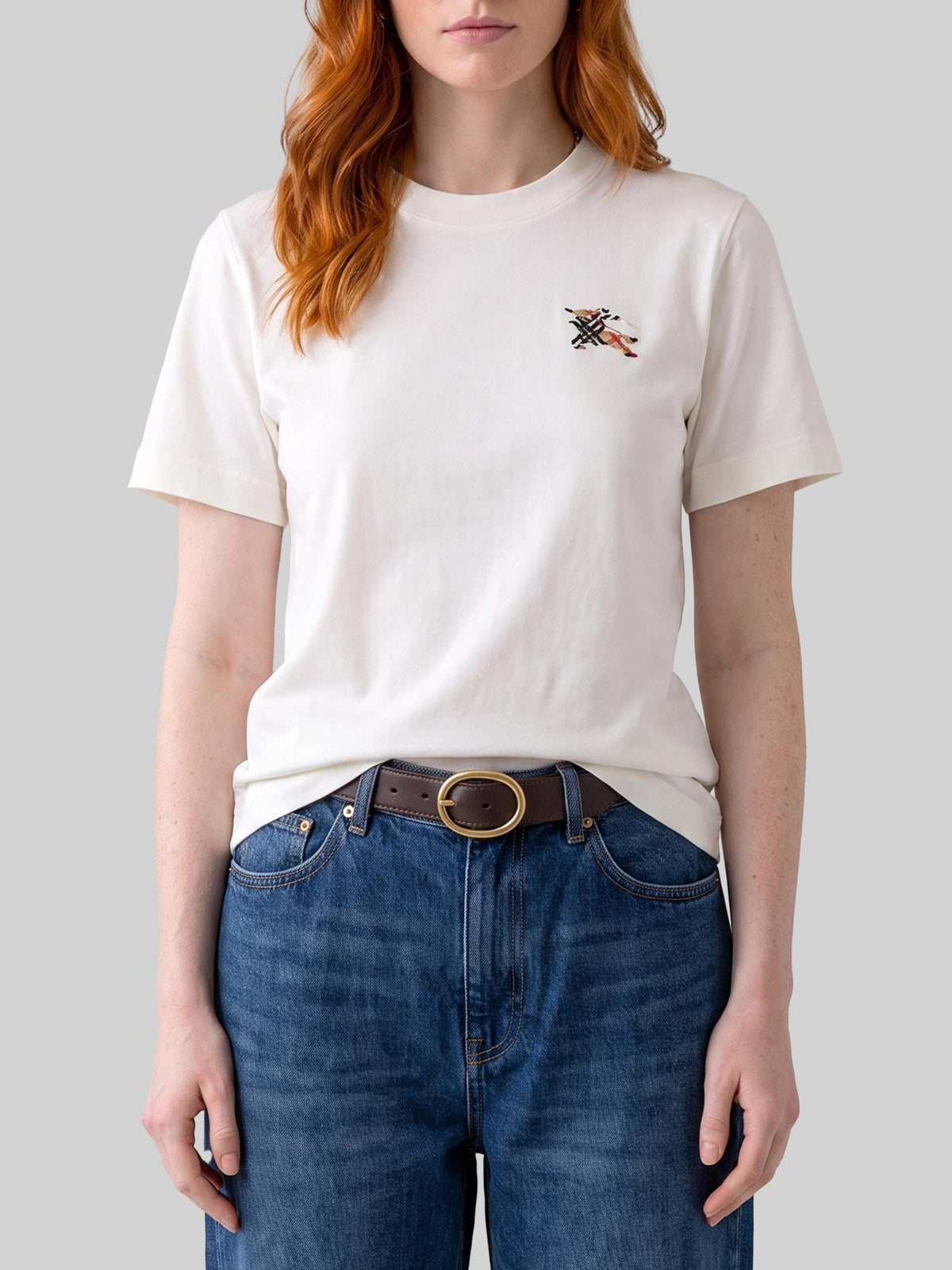 BURBERRY Short Sleeve Cotton Logo T-Shirt Black Women