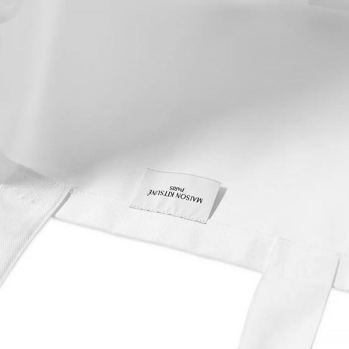 Maison Kitsune Tricolor Fox Painting Canvas Tote Bag White