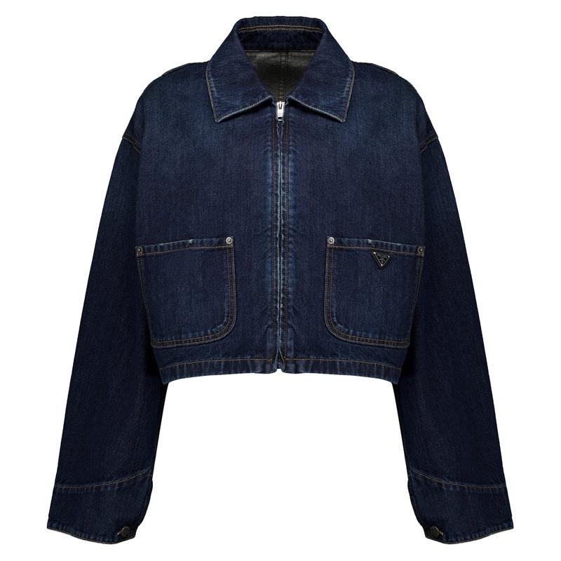 PRADA Women’s Cropped Denim Jacket Black