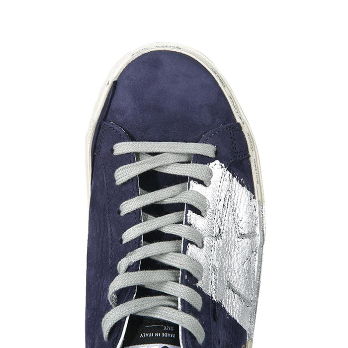 GOLDEN GOOSE Navy Silver Hi Star Low-Top Sneakers