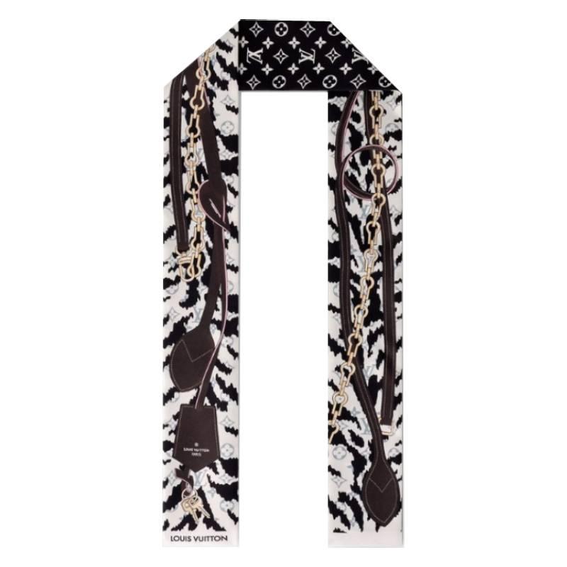 Louis Vuitton Tigregram Silk Bandou Scarf Cream