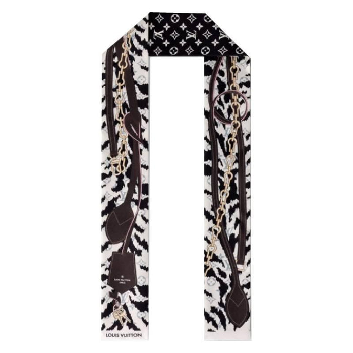 Louis Vuitton Tigregram Silk Bandou Scarf Cream