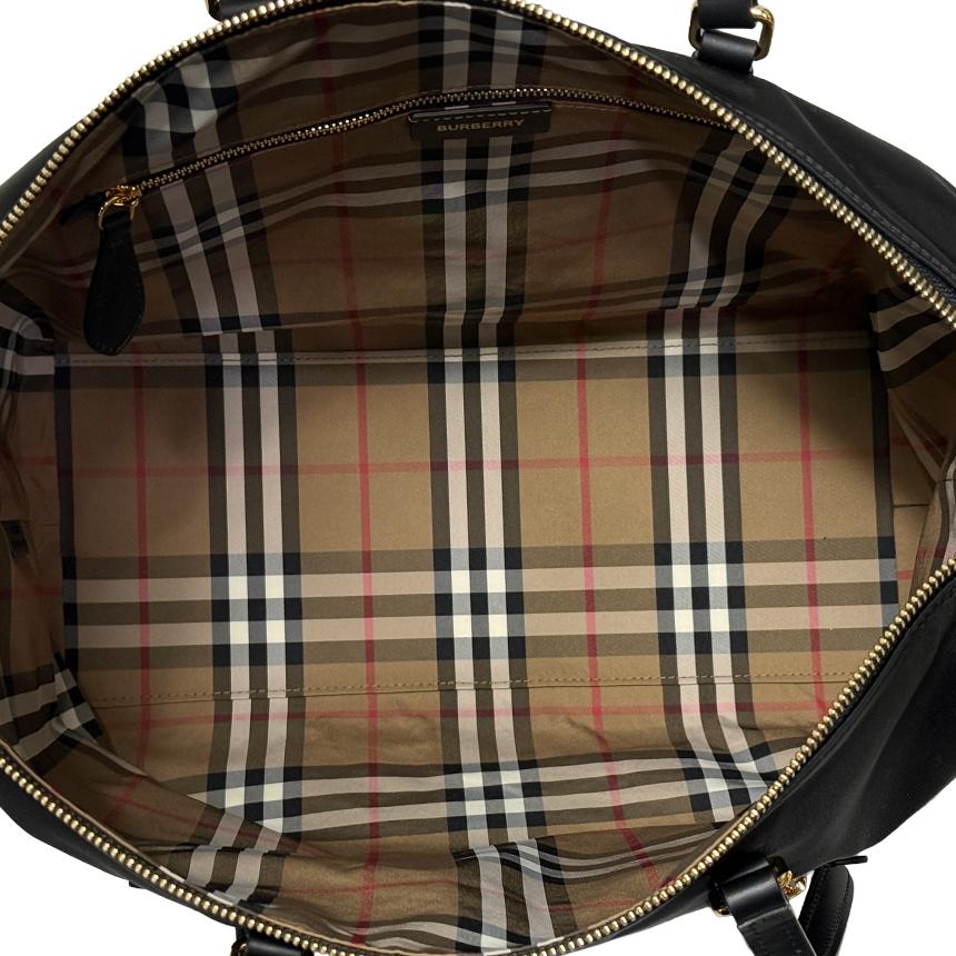 BURBERRY Black Nylon Tote Shoulder Bag with Lettering Logo 81092721