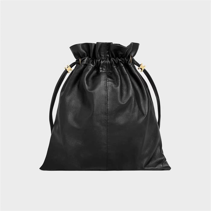 CELINE Small Crystal Pouch Lambskin Shoulder Bag Black