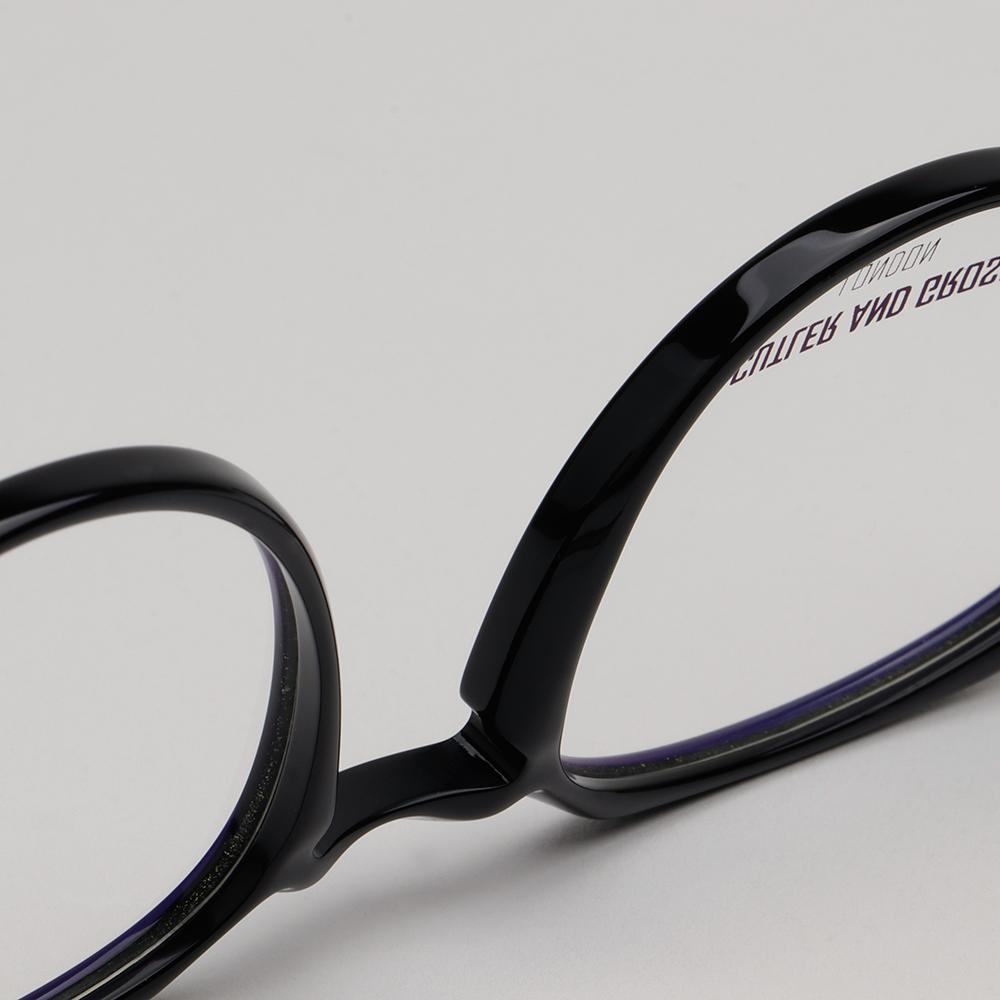 Cutler and Gross Black Round Acetate Eyeglass Frames Unisex CG1313V2 002