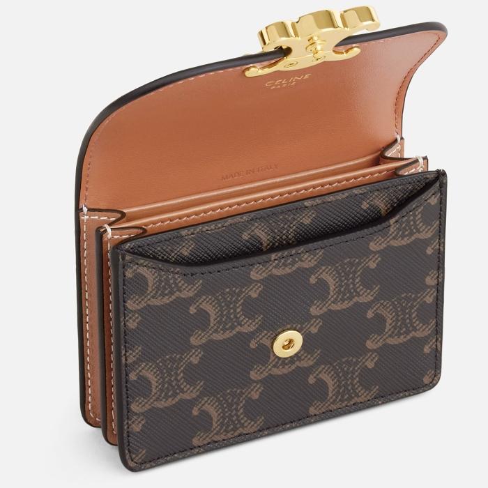 CELINE Triomphe Canvas Lambskin Card Wallet 10N062DB7 04LU