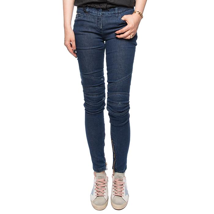 Balmain Gold Button Skinny Biker Jeans Denim Pants